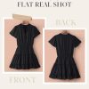 Womens Spring Summer 2025 Short Sleeve Split V Neck Ruffle Chiffon Elegant Mini Short Skirt Dresses
