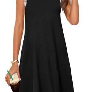 Women's 2025 Summer Casual Sundress Beach Vacation Sleeveless Tank Crewneck Coverup Mini Dresses