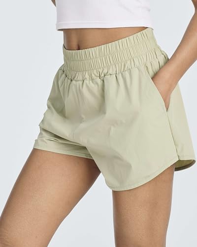 411KR-Hj7yL.jpg 4 Pack Women's 2.5'' High Waisted Running Shorts with Liner - Quick Dry, Dry Fit, Gym Workout