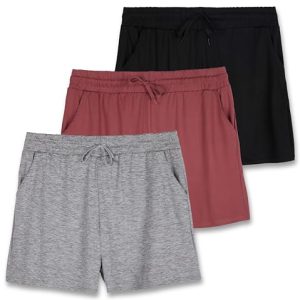 4198Dt8JahL.jpg 3 Pack: Womens Ultra-Soft Athletic Lounge Casual Sweat Shorts with Pockets (Available in Plus Size)