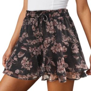 41Xp-n4x2AL.jpg Flowy Shorts for Women Casual Boho Floral Skorts Ruffle Mini Skirts Running Tennis Butterfly Chiffon Shorts
