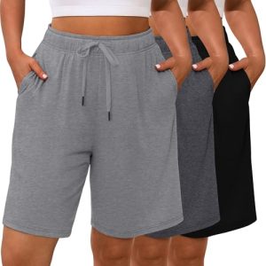 41n-PKAKJrL.jpg 3 Pack Plus Size Bermuda Shorts for Women Comfy Loose Casual Drawstring Sweat Pants with Pockets XL-5XL