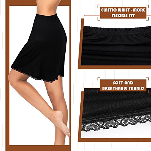 2 Pieces Half Slips for Women Underskirt with Short Lace Trim Lace Half Slip Dress for Under Dresses