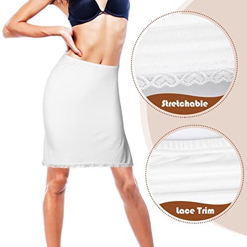 2 Pieces Half Slips for Women Underskirt with Short Lace Trim Lace Half Slip Dress for Under Dresses