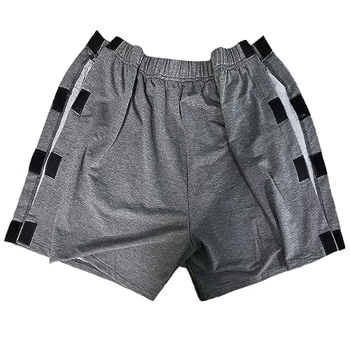 Unisex Hip Knee Surgery Recovery Shorts Men Tear Away Short Pant Breakaway Velcro Snap Shorts Adaptive Clothing Women