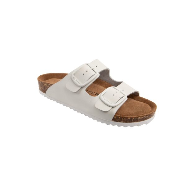 Soft Durable Leather Flat Sandals Women for Indoor and Outdoor - Ribbed Rubber Walking Slippers Sandles with Two Adjustable