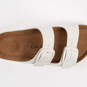 Soft Durable Leather Flat Sandals Women for Indoor and Outdoor - Ribbed Rubber Walking Slippers Sandles with Two Adjustable